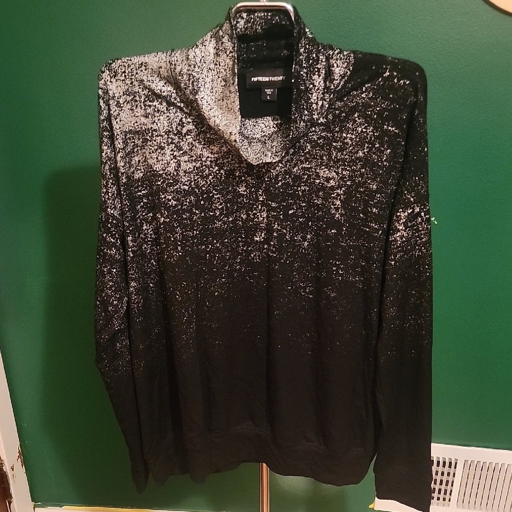 Fifteen Twenty Black and Gray Turtleneck Sweater